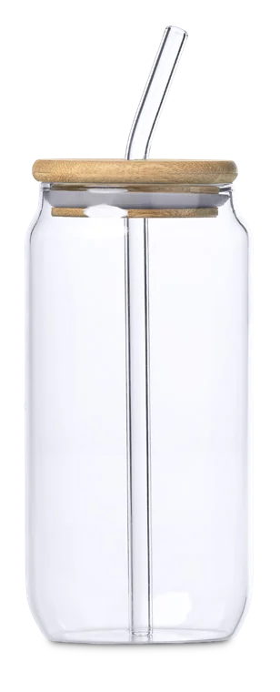 NATSU Copo (tumbler) de vidro e bambu com palhinha - 500ML