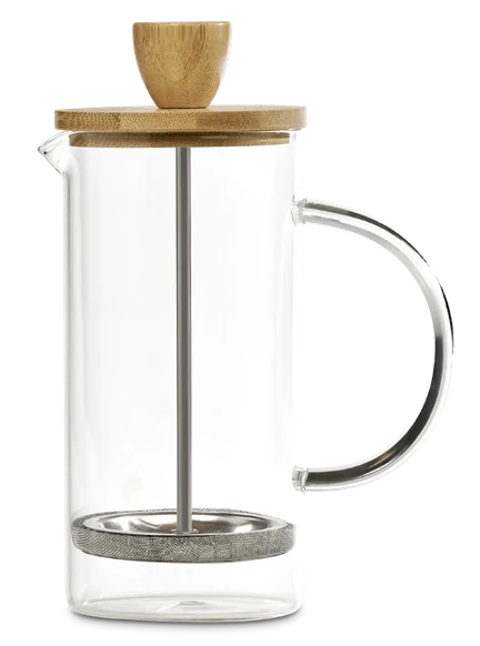 Conjunto de Café OSU AIBO em vidro e bambu com prensa para café - 350ML