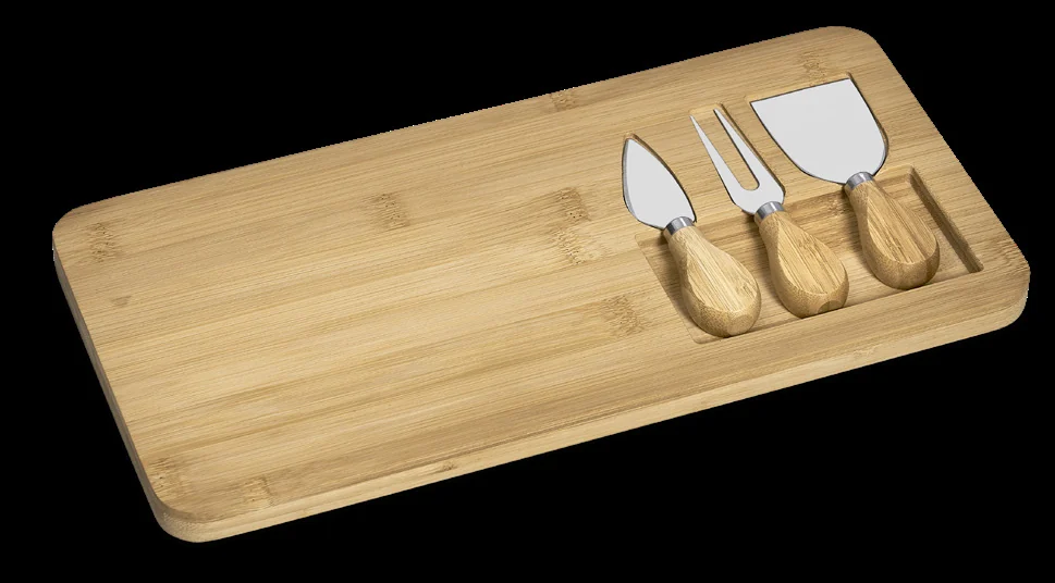 Conjunto CHIZU de tábua de queijo em bambu