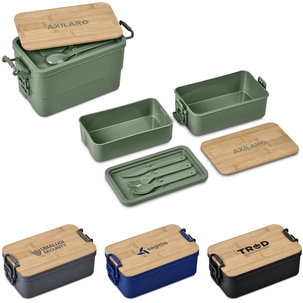 Urban Terrain Lakeside Double Layer Lunch Box & Cutlery Set | Cl-Ut-144-B
